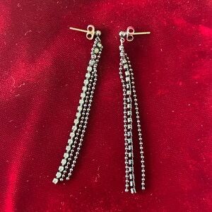 Elegant Black Silver Dangling Earrings